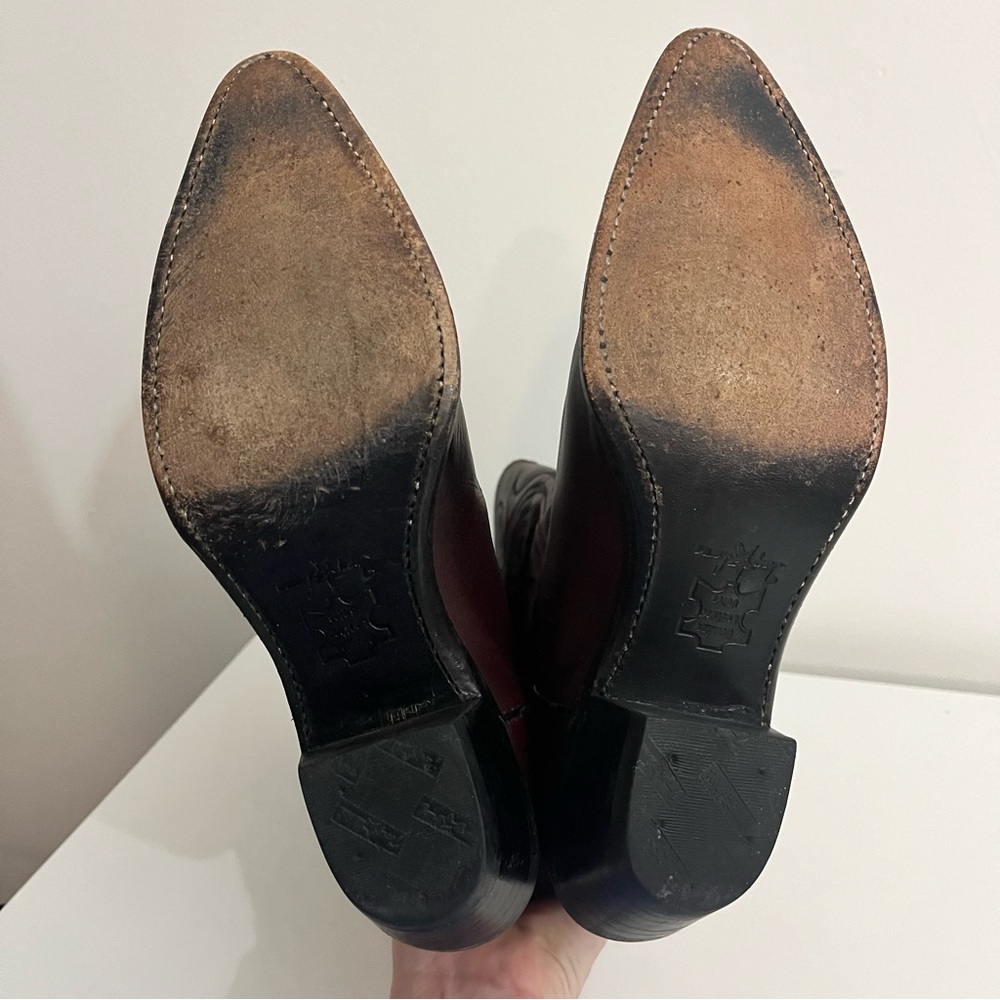 Vintage Tony Lama Red Leather Boots Size 8 - Picture 10 of 14